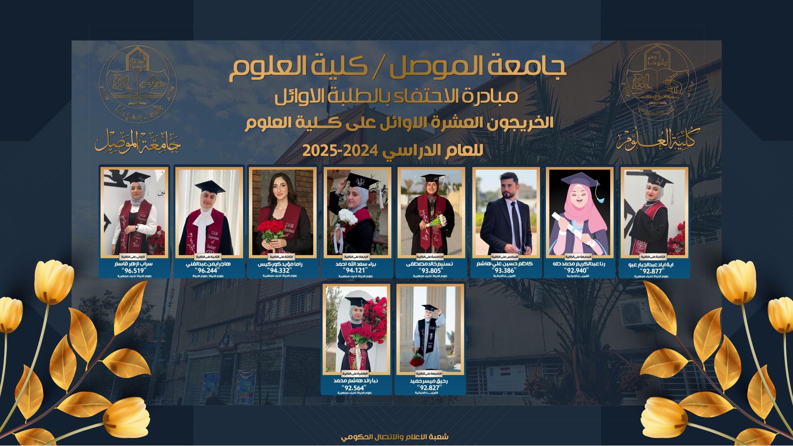 أوائل كلية العلوم للدراسة الصباحية